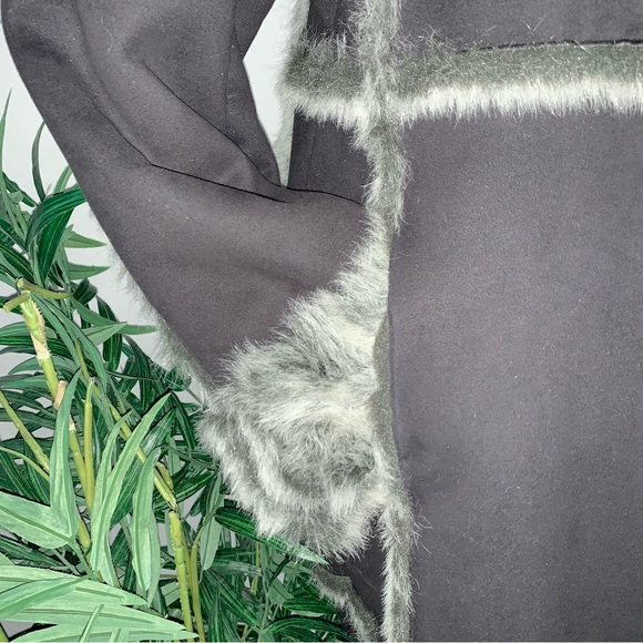 f u r :: Vintage Penny Lane Faux Fur Trimmed Leather Coat Trench - Picture 9 of 14